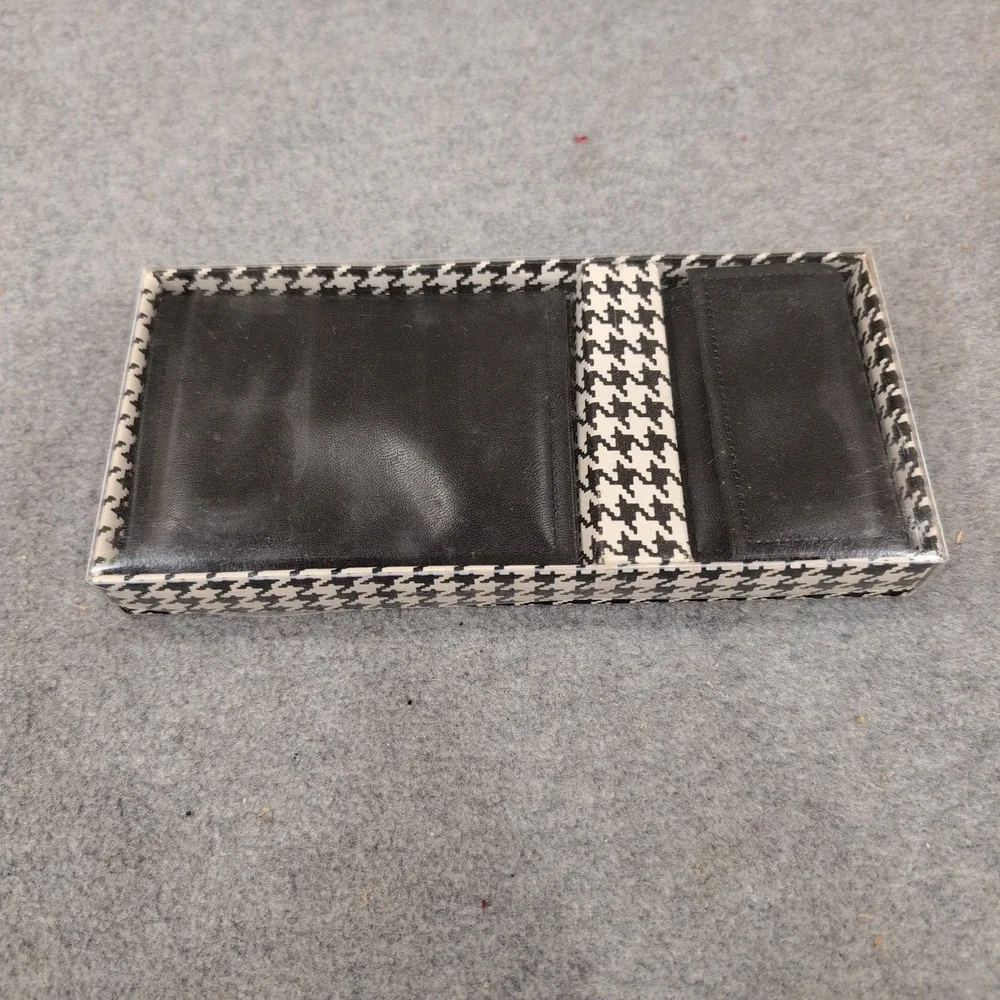 Vintage Mens Wallet and Key‎ Case Gift Set Black Tan Houndstooth Box VG+